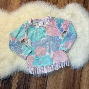 Ruffle Butts Pastel Petals Long Sleeve Rash Guard • Size 2T